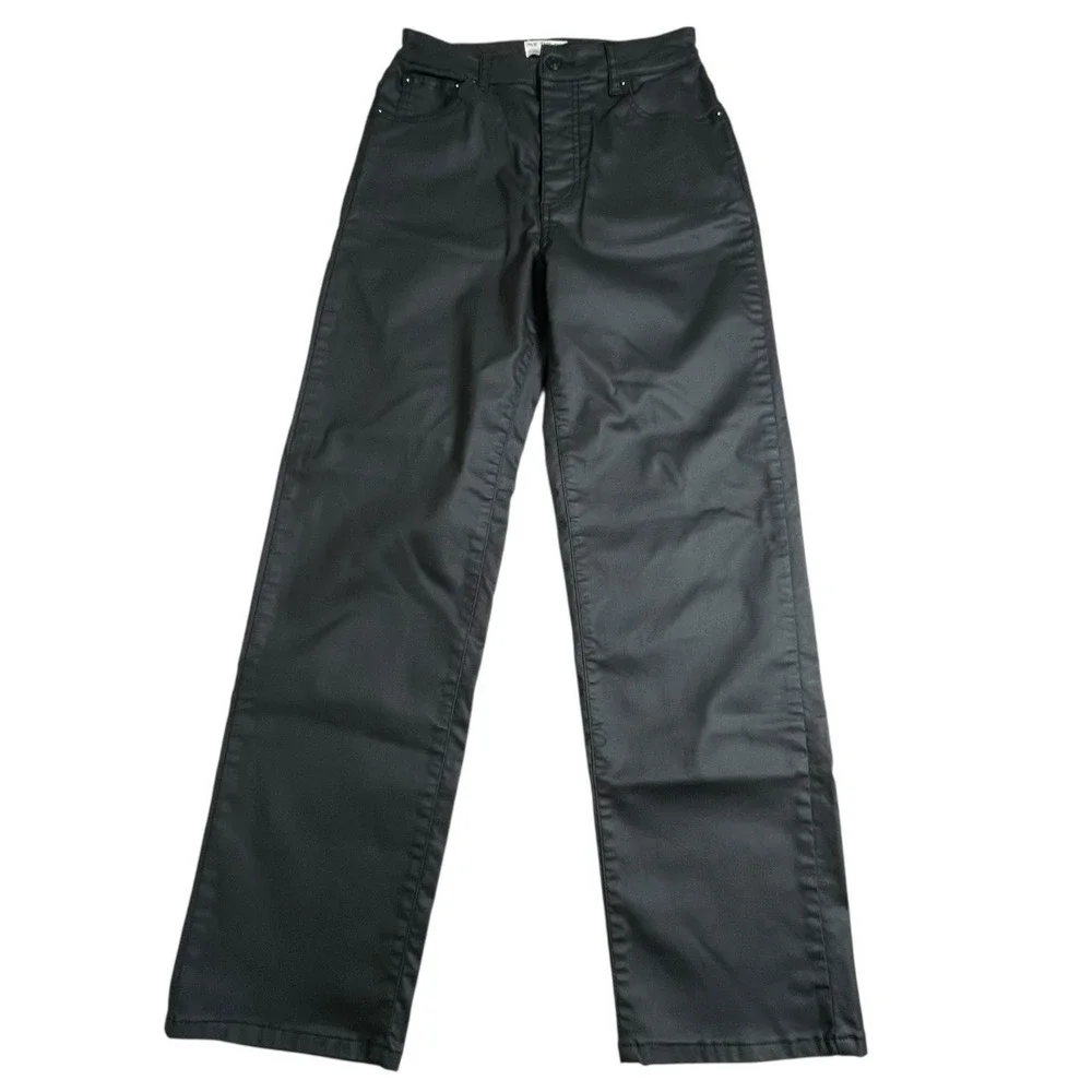 We The Free Womens 28 Pacifica High Rise Slim Straight Black Vegan Leather Pants